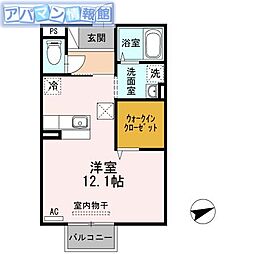 セゾンA ワンルームの間取図画像