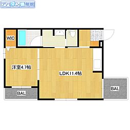 パルテナ 1LDKの間取図画像