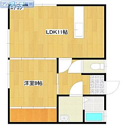 シェブラン 1LDKの間取図画像