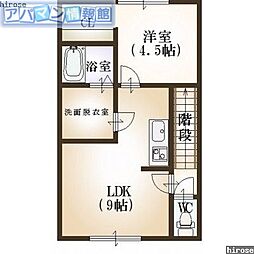 ハトル2 1LDKの間取図画像