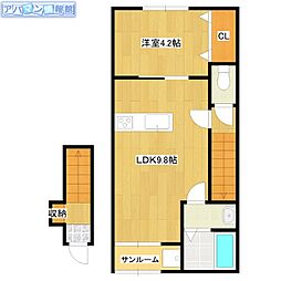 グランセリス青山B 1LDKの間取図画像
