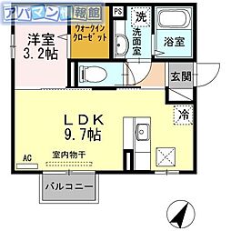 マリオン3 1LDKの間取図画像