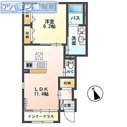 フォーエバークローバーイリデッセント 1LDKの間取図画像