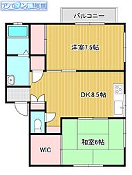 サンハイツ・シライB 2DKの間取図画像