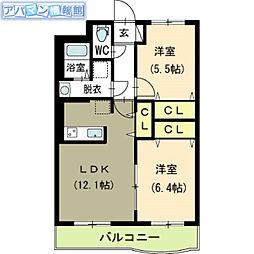 シャルマン 2LDKの間取図画像