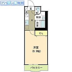 ヒーローマンション黄金 1Kの間取図画像