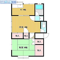 サニーハイツ 2Kの間取図画像