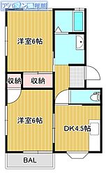 メゾンブランシェ 2DKの間取図画像