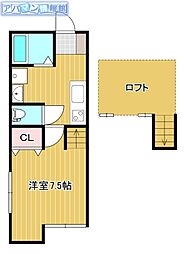 ラフェリオ小針 1Kの間取図画像