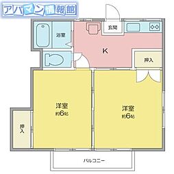 ハイタウンミナミC 2Kの間取図画像