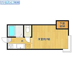 ローゼンクローネ 1Kの間取図画像