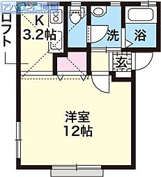 コースト2 1Kの間取図画像