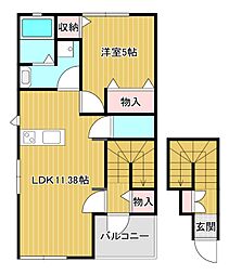 ソレアード小針 1LDKの間取図画像