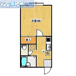 コーポきはら2 1Kの間取図画像