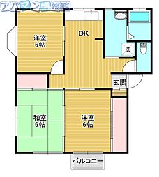 コーポ旭 3DKの間取図画像