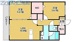 プレアデス 2LDKの間取図画像