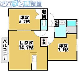 サンミシェル・ユウ 2LDKの間取図画像