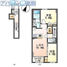 グランピュア 2LDKの間取図画像