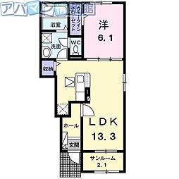 クレストI 1LDKの間取図画像
