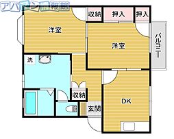 プランヴェール 2DKの間取図画像