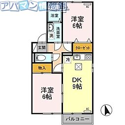 サンライズ・タカA 2DKの間取図画像