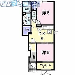 イズミハイツ 2DKの間取図画像