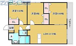 ヴィラエザンス 3LDKの間取図画像