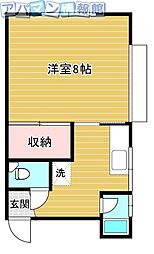 来夢ハイツ 1Kの間取図画像