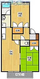 アスターアオキ 2DKの間取図画像