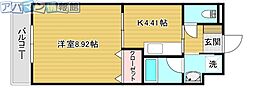 ソレイユ2 1Kの間取図画像