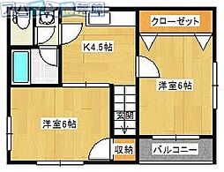 パストラル2 2Kの間取図画像