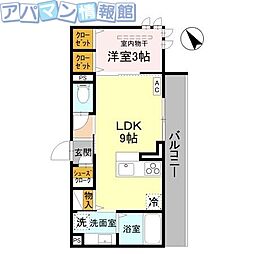 D-ROOM東明 1LDKの間取図画像