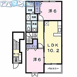グランツブルーメ 2LDKの間取図画像