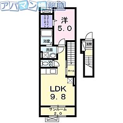 SunPatioB 1LDKの間取図画像