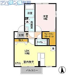 クレアB 1LDKの間取図画像