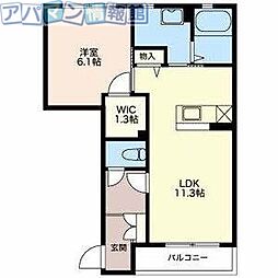 シャーメゾンルミエール 1LDKの間取図画像