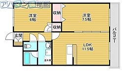 フィオーレ本町 2LDKの間取図画像