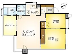 ニュー箱根ヴィレッジ9号棟 2LDKの間取図画像