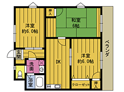 ルーミング別府 4階3DKの間取り