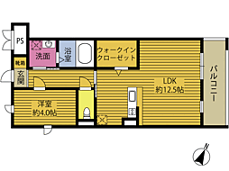 Tフォレスト新別府 1LDKの間取図画像