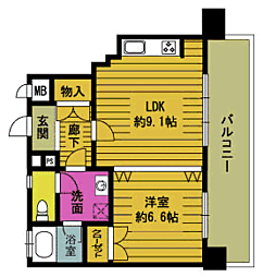 エス・バイ・エル別府 1DKの間取図画像