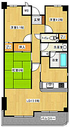 バンベール生駒 3LDKの間取図画像
