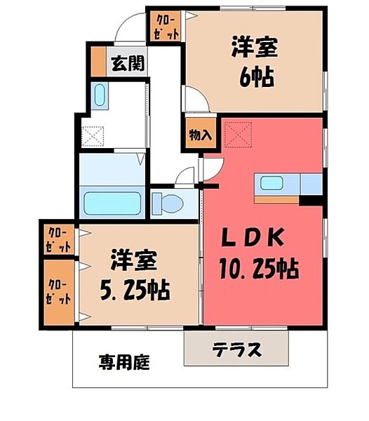 サニーガーデン ｜栃木県宇都宮市上野町(賃貸アパート2LDK・1階・52.84㎡)の写真 その2