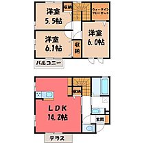 栃木県宇都宮市簗瀬町（賃貸テラスハウス3LDK・1階・79.48㎡） その2