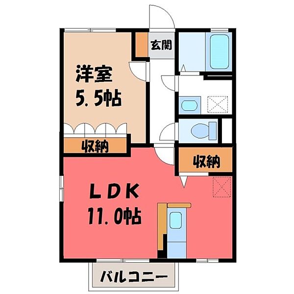 エスポワール川田 A ｜栃木県宇都宮市川田町(賃貸アパート1LDK・2階・40.29㎡)の写真 その2