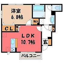 グラン・アズール B  ｜ 栃木県宇都宮市東岡本町（賃貸アパート1LDK・1階・45.38㎡） その2