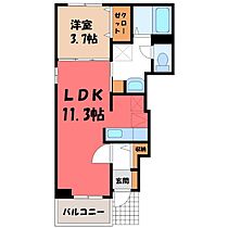 栃木県宇都宮市上横田町（賃貸アパート1LDK・1階・37.13㎡） その2