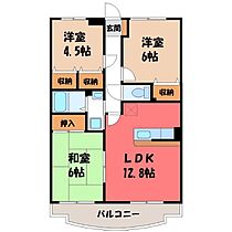 栃木県宇都宮市山本2丁目（賃貸マンション3LDK・1階・65.07㎡） その2