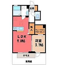 栃木県宇都宮市鶴田町（賃貸アパート1LDK・1階・35.89㎡） その2