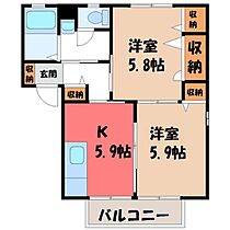 栃木県宇都宮市西川田町（賃貸アパート2K・2階・43.70㎡） その2